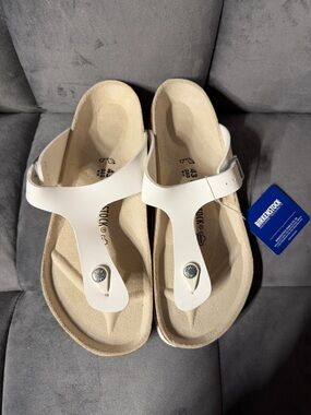 Birkenstock Birko-Flor GIZEH Matte White BNIB 043731 Size 12W/10M
